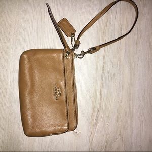 Coach tan leather wristlet